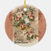 Vintag Happy Birthday Card Artwork Keramikornament (Hinten)