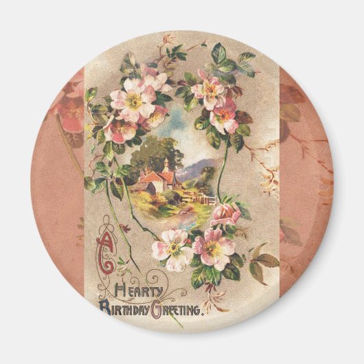 Vintag Happy Birthday Card Artwork Magnet (Vorne)