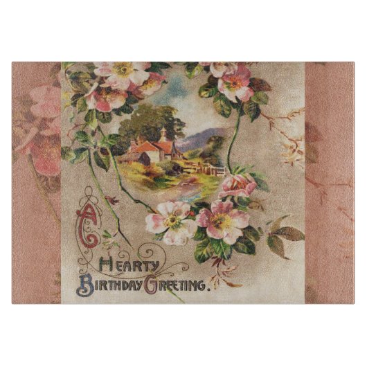 Vintag Happy Birthday Card Artwork Schneidebrett (Vorderseite)