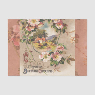 Vintag Happy Birthday Card Artwork Seidenpapier
