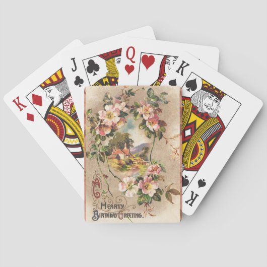 Vintag Happy Birthday Card Artwork Spielkarten (Rückseite)