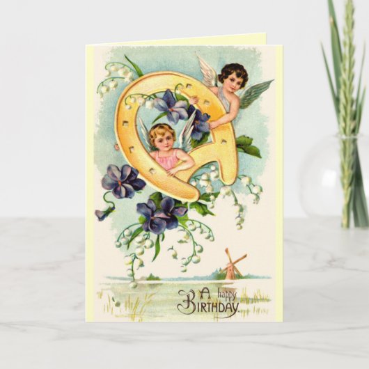Vintag Happy Birthday Card Karte (Vorderseite)