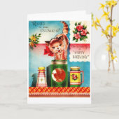 Vintag - Happy Birthday Cat, Karte (Gelbe Blume)