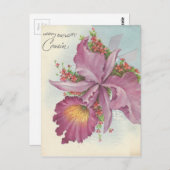 Vintag Happy Birthday Cousin Postkarte (Vorne/Hinten)