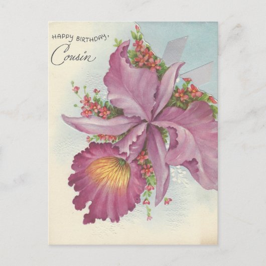 Vintag Happy Birthday Cousin Postkarte (Vorderseite)