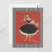 Vintag Happy Birthday Girl Postkarte (Vorne/Hinten)