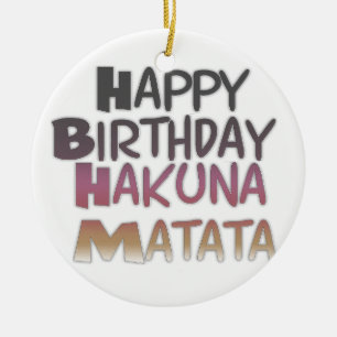 Vintag Happy Birthday Hakuna Matata Lila Inspir Keramik Ornament