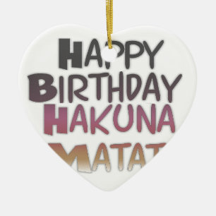 Vintag Happy Birthday Hakuna Matata Lila Inspir Keramikornament