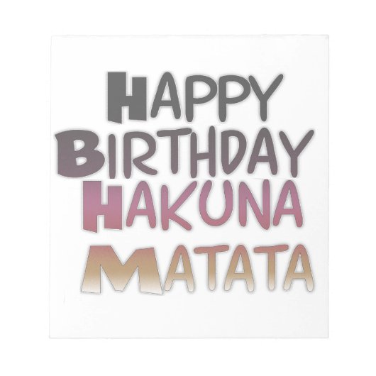 Vintag Happy Birthday Hakuna Matata Lila Inspir Notizblock (Vorderseite)