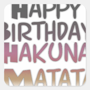 Vintag Happy Birthday Hakuna Matata Lila Inspir Quadratischer Aufkleber