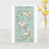 Vintag Happy Birthday Lambs Karte (Gelbe Blume)
