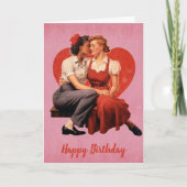 Vintag Happy Birthday Lesbian Couple Karte (Vorderseite)