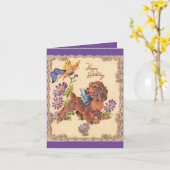 Vintag Happy Birthday Puppy Karte (Gelbe Blume)