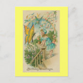 Vintag Happy Birthday Spring Butterfells Postkarte (Vorderseite)