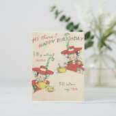 Vintag Happy Birthday Tea Postkarte (Stehend Vorderseite)