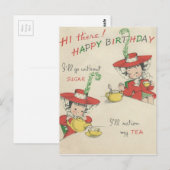 Vintag Happy Birthday Tea Postkarte (Vorne/Hinten)