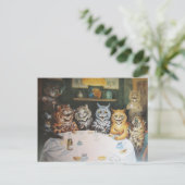 Vintag Happy Cat Family Postkarte (Stehend Vorderseite)