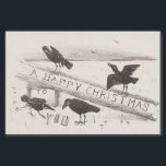 Vintag Happy Christmas Crows Tissue Paper Seidenpapier<br><div class="desc">Mit Krähen ein frohes Weihnachtsfest Vintag. Ideal zum Entweiden,  zum Gebrauch in Handwerksbetrieben oder als Tissue Paper zum Verpacken von Geschenken. Das Design stammt aus dem späten 19. Jahrhundert.</div>