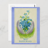 Vintag Happy Easter Blue Floral Postkarte (Vorne/Hinten)