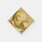 Vintag Happy Easter Chick mit Blauen Blumen Serviette (Ecke)