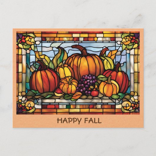 Vintag Happy Fall Pumpkin Herbsternte Postkarte (Vorderseite)