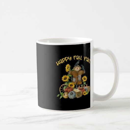 Vintag Happy Fall Y'all Scarecrow Erntedank Ha Kaffeetasse (Rechts)