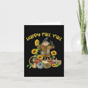 Vintag Happy Fall Y'all Scarecrow Erntedank Ha Karte
