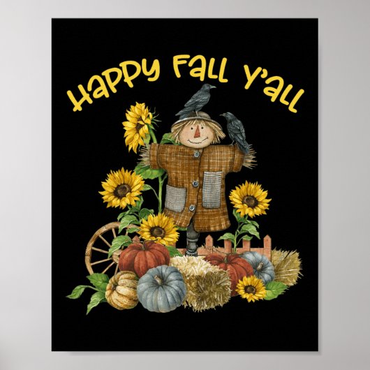 Vintag Happy Fall Y'all Scarecrow Erntedank Ha Poster (Vorne)
