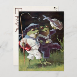 Vintag Happy Frogs Postcard Postkarte