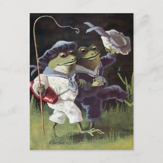 Vintag Happy Frogs Postcard Postkarte (Vorderseite)