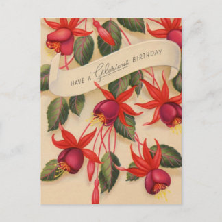 Vintag Happy Geburtstag | Blumen Postkarte