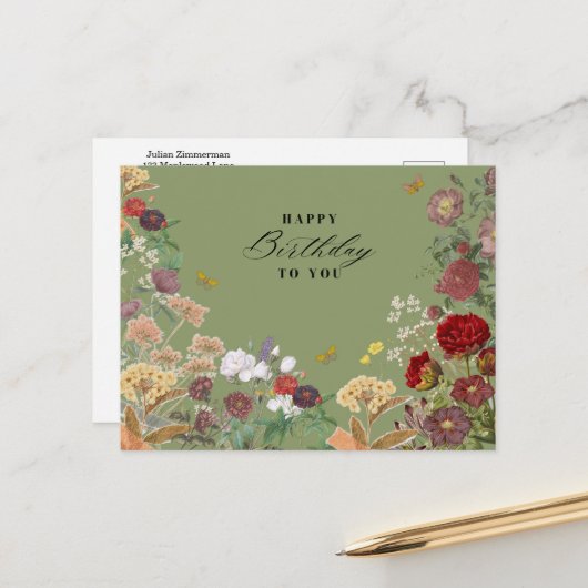 Vintag Happy Geburtstag Postkarte (Vorderseite/Rückseite Beispiel)