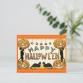 Vintag Happy Halloween Postcard Jack-O-Lanterns Postkarte (Stehend Vorderseite)