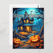 Vintag Happy Halloween Spuk Haus Postkarte (Vorne/Hinten)