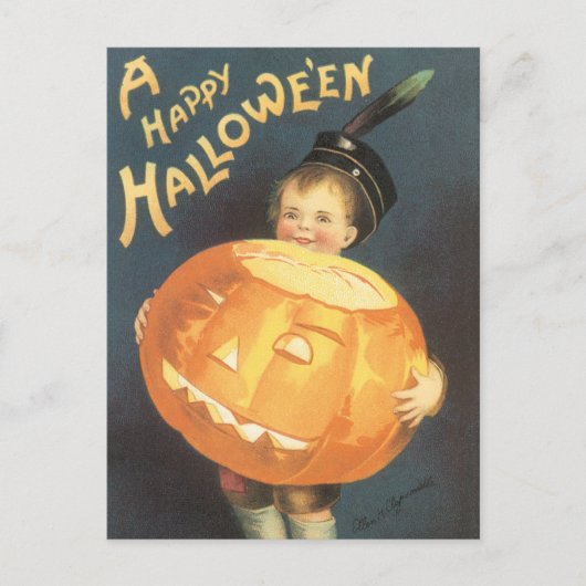Vintag Happy Halloween von Ellen Clapsaddle Postkarte (Vorderseite)