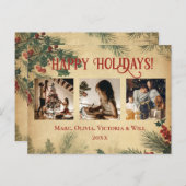 Vintag Happy Holidays Foto Holiday Postkarte (Vorne/Hinten)