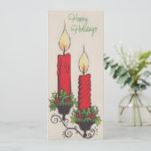 Vintag Happy Holidays Weihnachtskerzen Feiertagskarte (Stehend Vorderseite)
