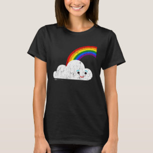 Vintag Happy Lächeln Cloud mit Regenbogen T-Shirt