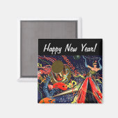Vintag Happy New Years Eve Party mit Confetti Magnet (Vorderseite/Rückseite)