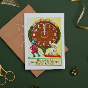 Vintag Happy New Years wünscht viktorianischen Kin Feiertagskarte