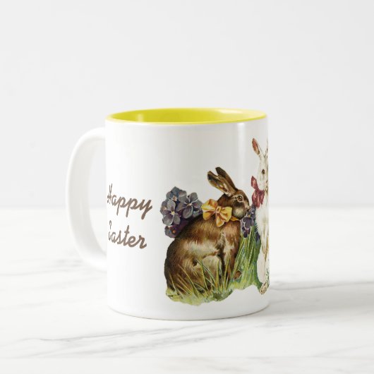 Vintag Happy Oaster Bunnies Kaffee Tasse (Vorderseite Links)