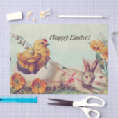 Vintag Happy Oaster Bunnies und Huhn Seidenpapier (Handwerk)