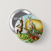Vintag Happy Oaster Bunny Rabbits Ostereier Button (Vorne & Hinten)