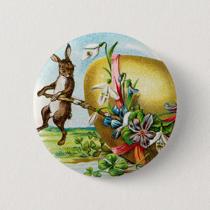 Vintag Happy Oaster Bunny Rabbits Ostereier Button