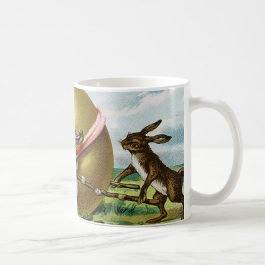 Vintag Happy Oaster Bunny Rabbits Ostereier Kaffeetasse (Rechts)