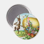 Vintag Happy Oaster Bunny Rabbits Ostereier Magnet (Vorderseite/Rückseite)