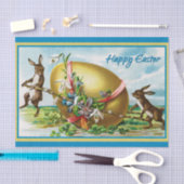 Vintag Happy Oaster Bunny Rabbits Ostereier Seidenpapier (Handwerk)