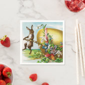 Vintag Happy Oaster Bunny Rabbits Ostereier Serviette (Beispiel)