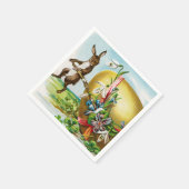 Vintag Happy Oaster Bunny Rabbits Ostereier Serviette (Ecke)