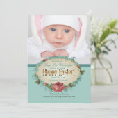 Vintag Happy Oaster Foto Geburtserklärung Feiertagskarte (Stehend Vorderseite)